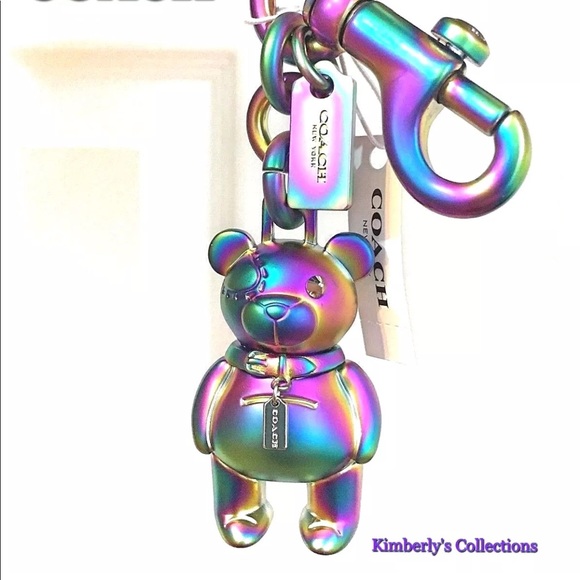 COACH Iridescent 3D Bear Keychain Handbag Charm - Picture 2 of 4
